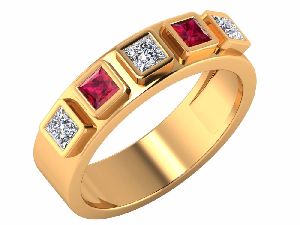 Elegant Square Ruby Band Ring