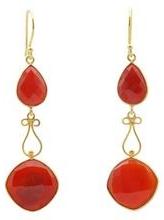 Gemstone Red Onyx Gold Polished Elegant Hook Earring