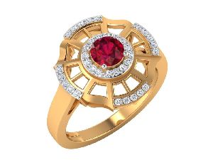 Yellow Gold Diamond Ruby stone Ring