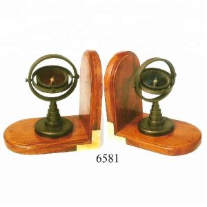 Nautical Wooden Compass Bookend