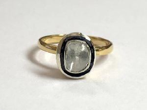 G6906 Sterling Silver Rose Cut Polki Diamond Ring