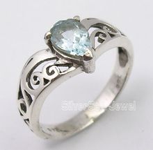 natural blue topaz gemstone ring