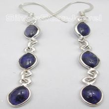 Natural iolite gemstone dangle jhumka earring