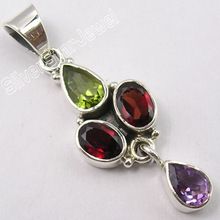 Natural multi color gemstone handmade pendant