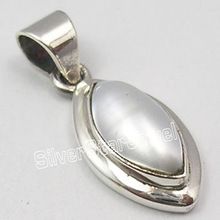 sterling silver natural mother of pearl gemstone pendant