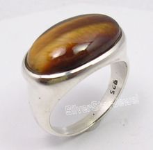 tiger eye gemstone oval shape mens ring