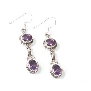 Amethyst Gemstone Sterling Silver Earrings