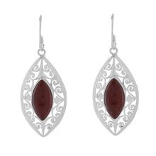 Ravishing red jasper marquise shape gemstone sterling silver earrings