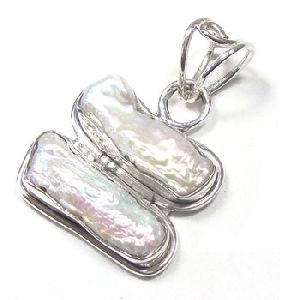 Silver Biwa Pearl Pendant