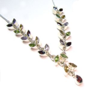 Silver Multi Gemstone Necklace