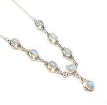 Silver Rainbow Moonstone Necklace