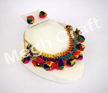 Hand made Multi Colored Pom Pom Necklace