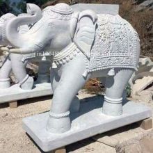 Hand Carved Marble Elephant Statue