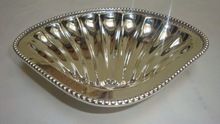 Silver shell dish with bead border