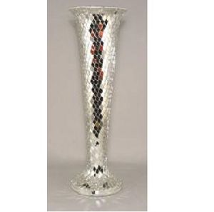 SILVER MOSAIC FLOWER VASE