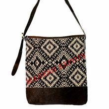 JACQUARD FABRIC LEATHER BAG