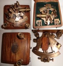 Antique Finish Brass Marine Sextant and Spare Telescope with Wood Box