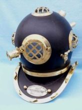 Brass Black Leather Pasted Mark V Marine Diving Helmet