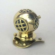 Nautical Shiny Brass 4 inch Mini Decorative Diving Helmet