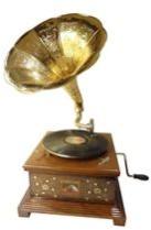 Square Antique Style Carved Gramophone