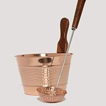 SOLID COPPER SAUNA BUCKET WITH LADLE