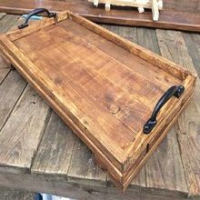 Wooden Tray with Metal Handle