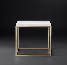 Antique Marble Top Tea Table Stainless Steel Side Table