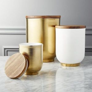 Decorative Tea Bag Canister With Wooden Lid