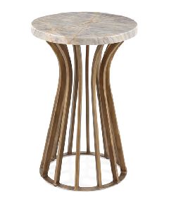 Gold Colour Round Metal Nesting Table Marble Table Top