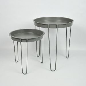 Iron Gray Colour With Deep Table Top Metal Tray