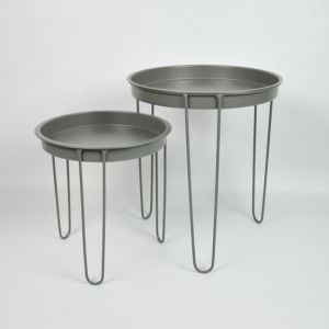 Iron Gray Colour With Deep Table Top Metal Tray