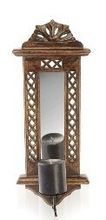 Wood Wall Mirror Jali Candle stand