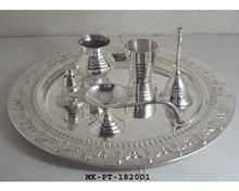 Brass Silver Finish Pooja Thali