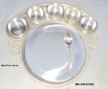 Maharaja Brass Bhojan Thaal Silver Finish