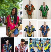 African Shirt Dashiki Print Men Women Succunct Hippie Top