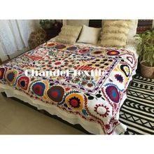 suzani bed cover, hand embroidered bed sheet