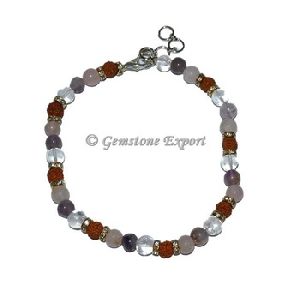 Quartz Stone With Rudraksha Gemstone Anklet