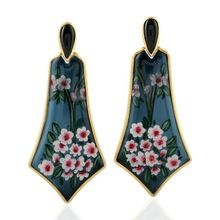 Flower Print Enamel Dangle Earring