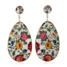 Gold Diamond Enamel Dangle Earring