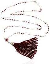 Rose Gold Indian Ruby Diamond Tassel Necklace