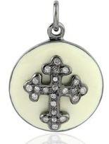 Silver Diamond Designer Cross Charm