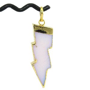 Gold Electroplated Thunder Opalite Quartz Pendant