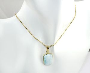 Gold Plated Caribbean Larimar Necklace