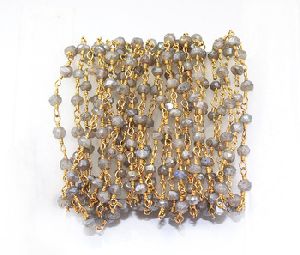 Labradorite Gold Plated Beaded Gemstone Chain