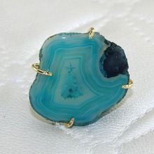 Natural Light Blue Agate Slice Rings