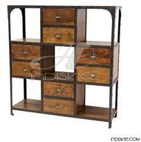 Industrial Iron Frame Wooden Shelves