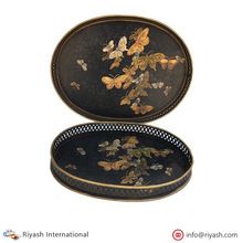 Butterfly Painted Oval Iron Tray