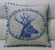 Deer Printed Cotton Cushion Cover