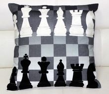 Embroidered Chess Cushion Cover