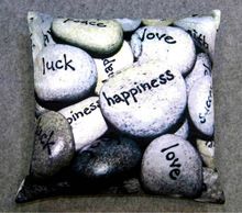 Pebble Wordart Printed Cushion Cover